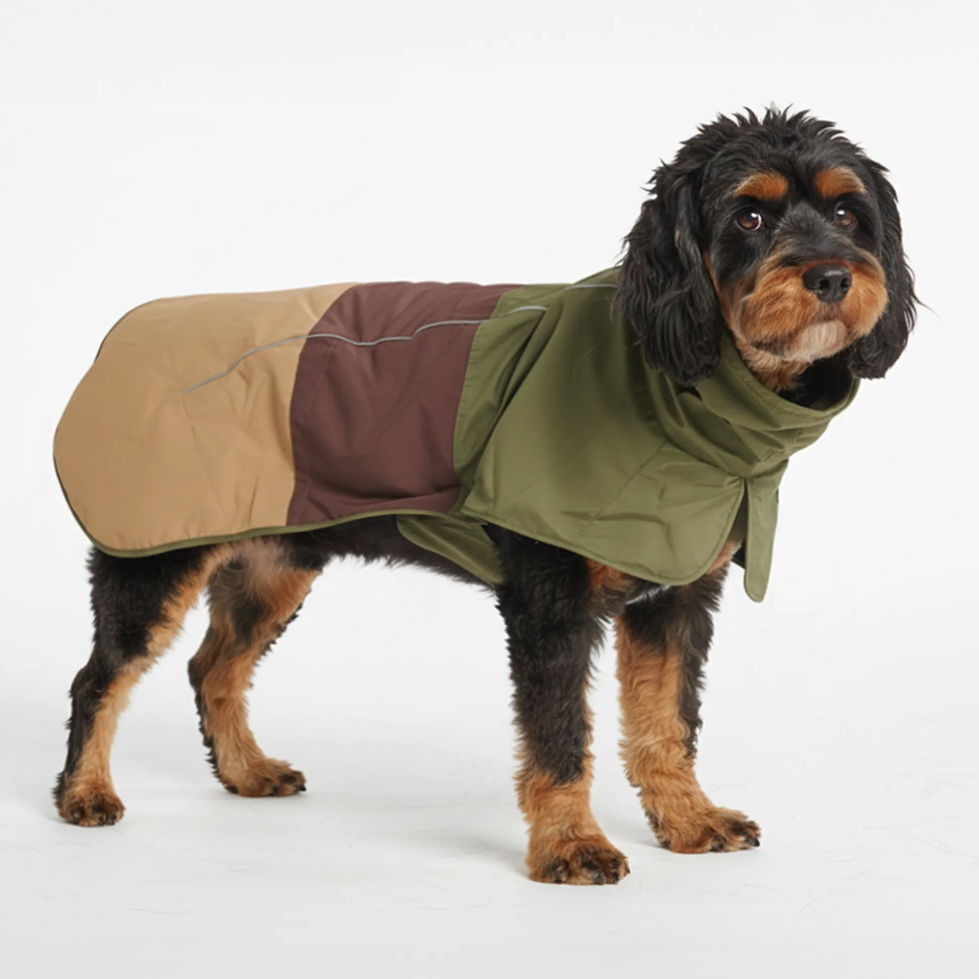 Breatheshield™ Dog Raincoat - Green Brown Tan