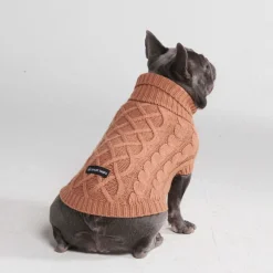 Cable Knit Dog Sweater - Brown