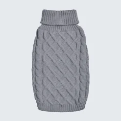 Cable Knit Dog Sweater - Grey