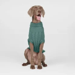 Cable Knit Dog Sweater - Pine Green