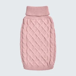 Cable Knit Dog Sweater - Pink