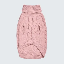 Cable Knit Dog Sweater - Pink