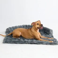 Calming Fluffy Couch Cover Dog Bed - Grey