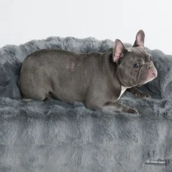 Calming Fluffy Couch Cover Dog Bed - Grey