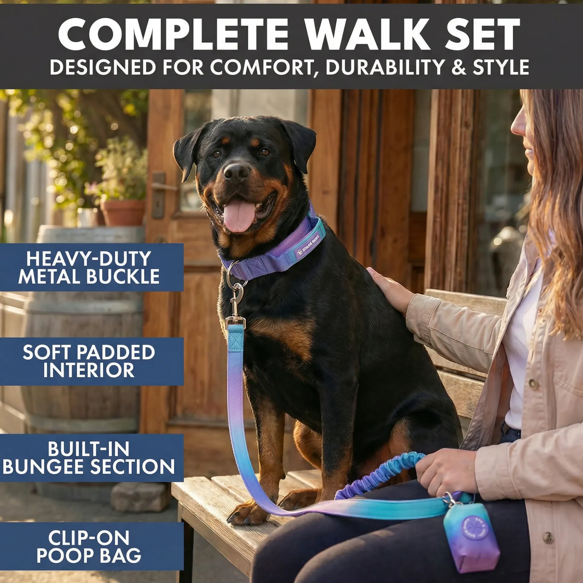 Comfort Control Collar and Multipurpose Leash Set - 90s Retro