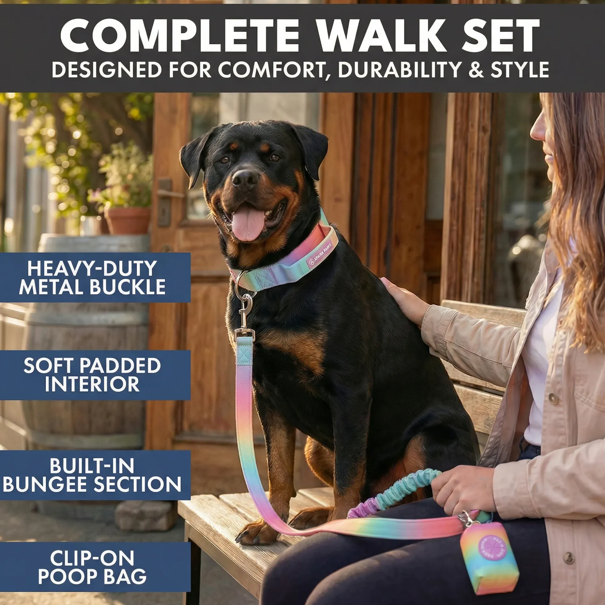 Comfort Control Collar and Multipurpose Leash Set - Pastel Icing