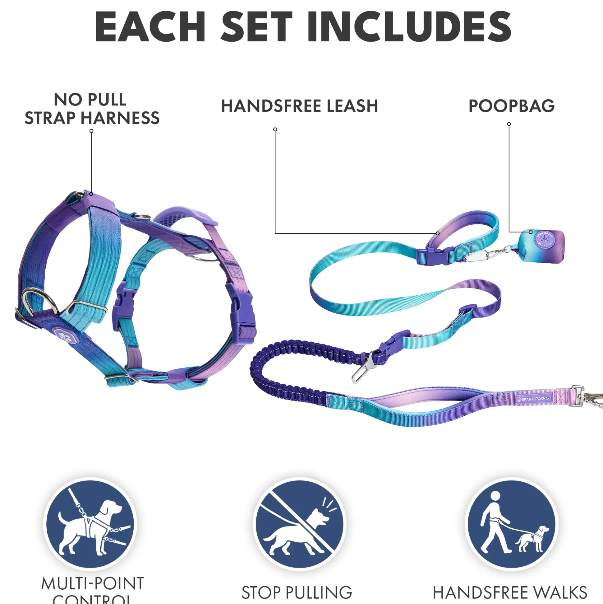 Comfort Control No-Pull Dog Harness and Multipurpose Leash Sets