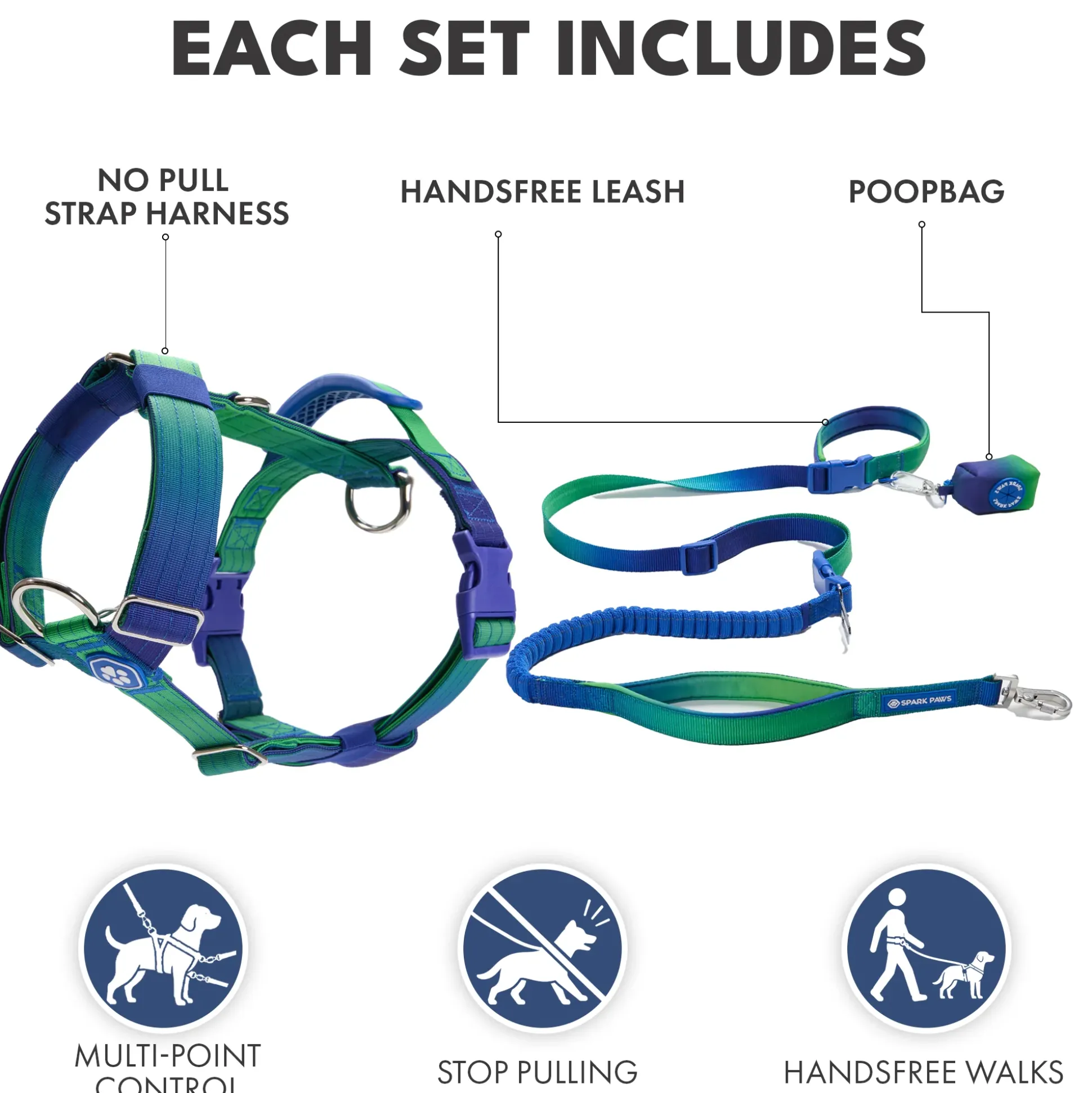 Comfort Control No-Pull Dog Harness and Multipurpose Leash Sets