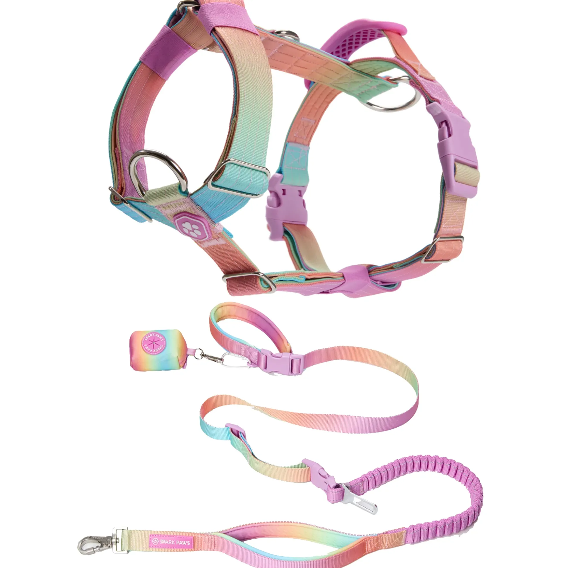 Comfort Control No-Pull Dog Harness and Multipurpose Leash Set - Pastel Icing