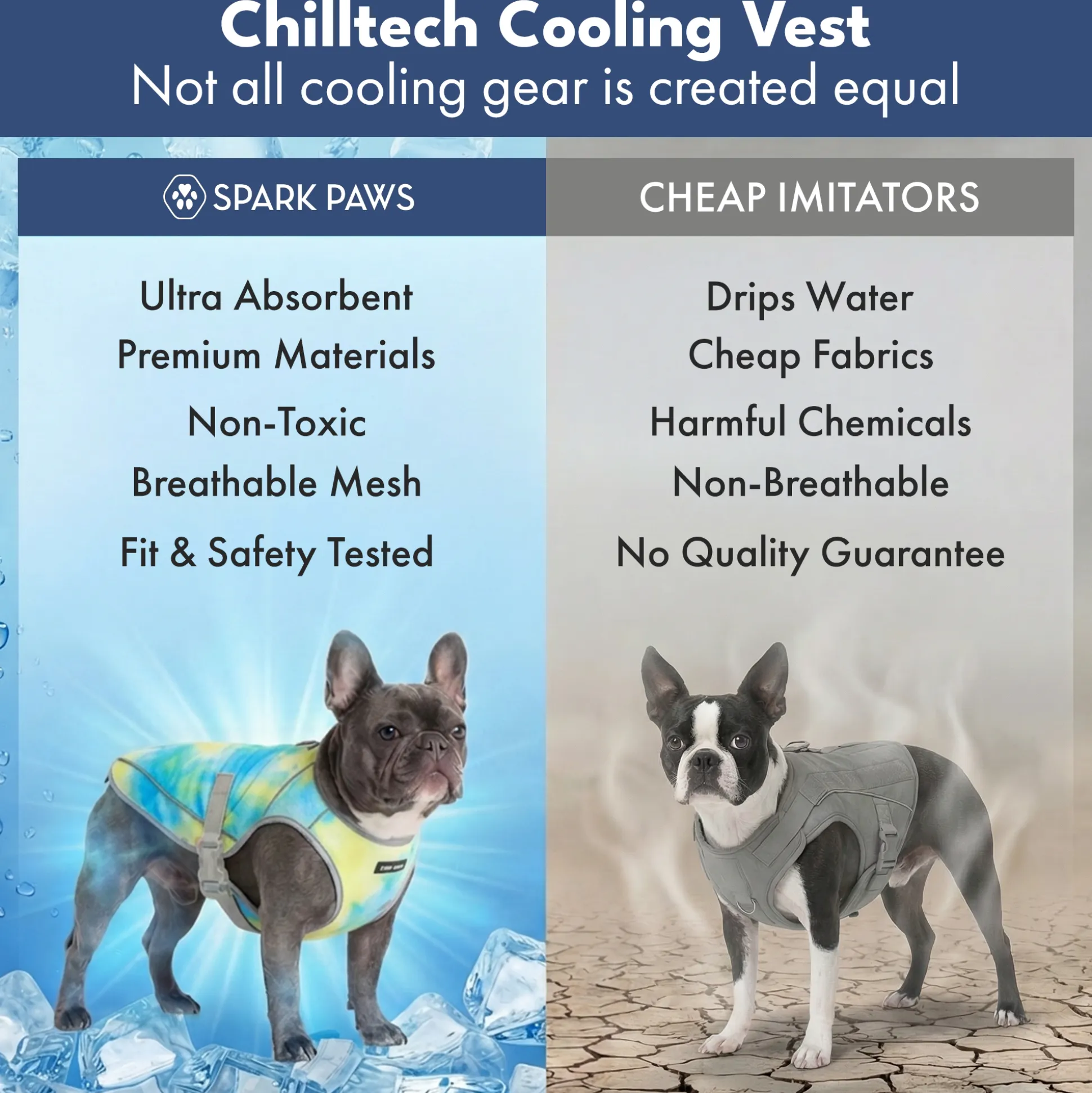 Dog Cooling Vest (2-pack) - Ice Blue & Tropical Storm
