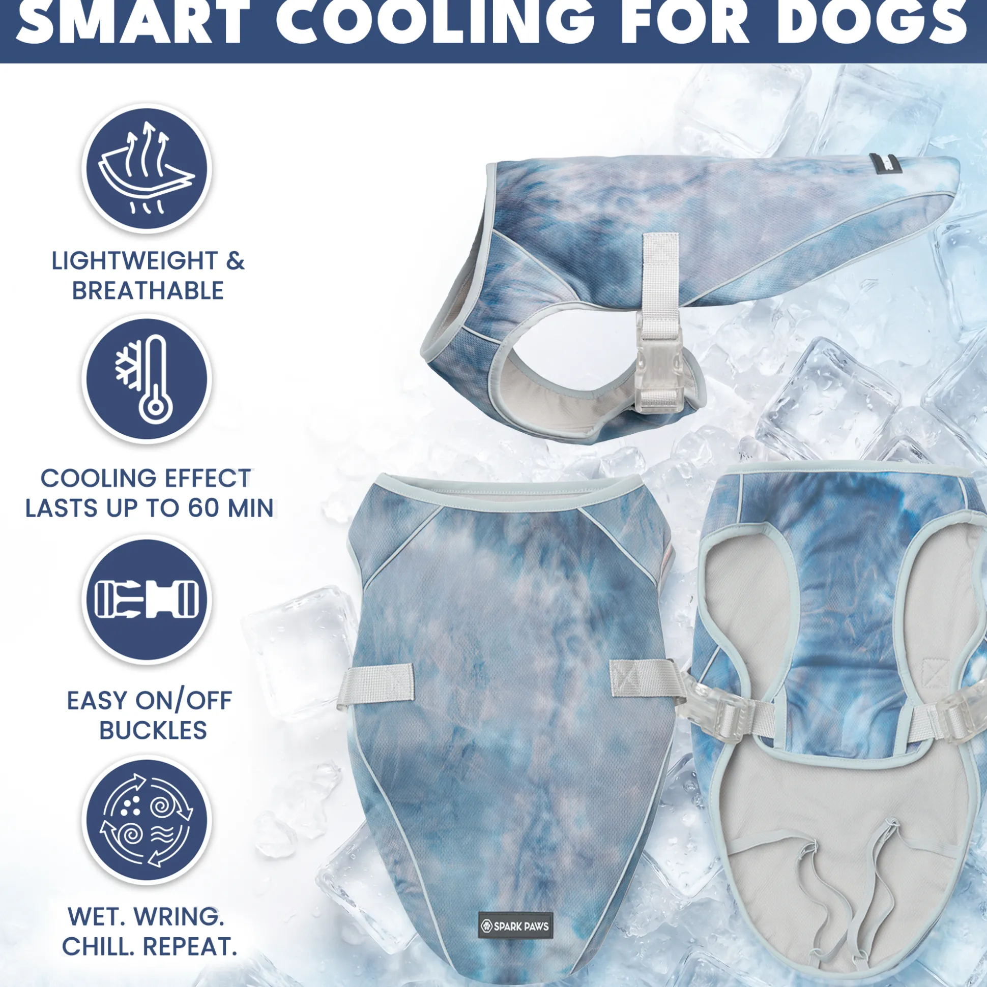 Dog Cooling Vest (2-pack) - Ice Blue & Tropical Storm