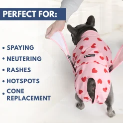Dog Surgical Suit - Pink Hearts