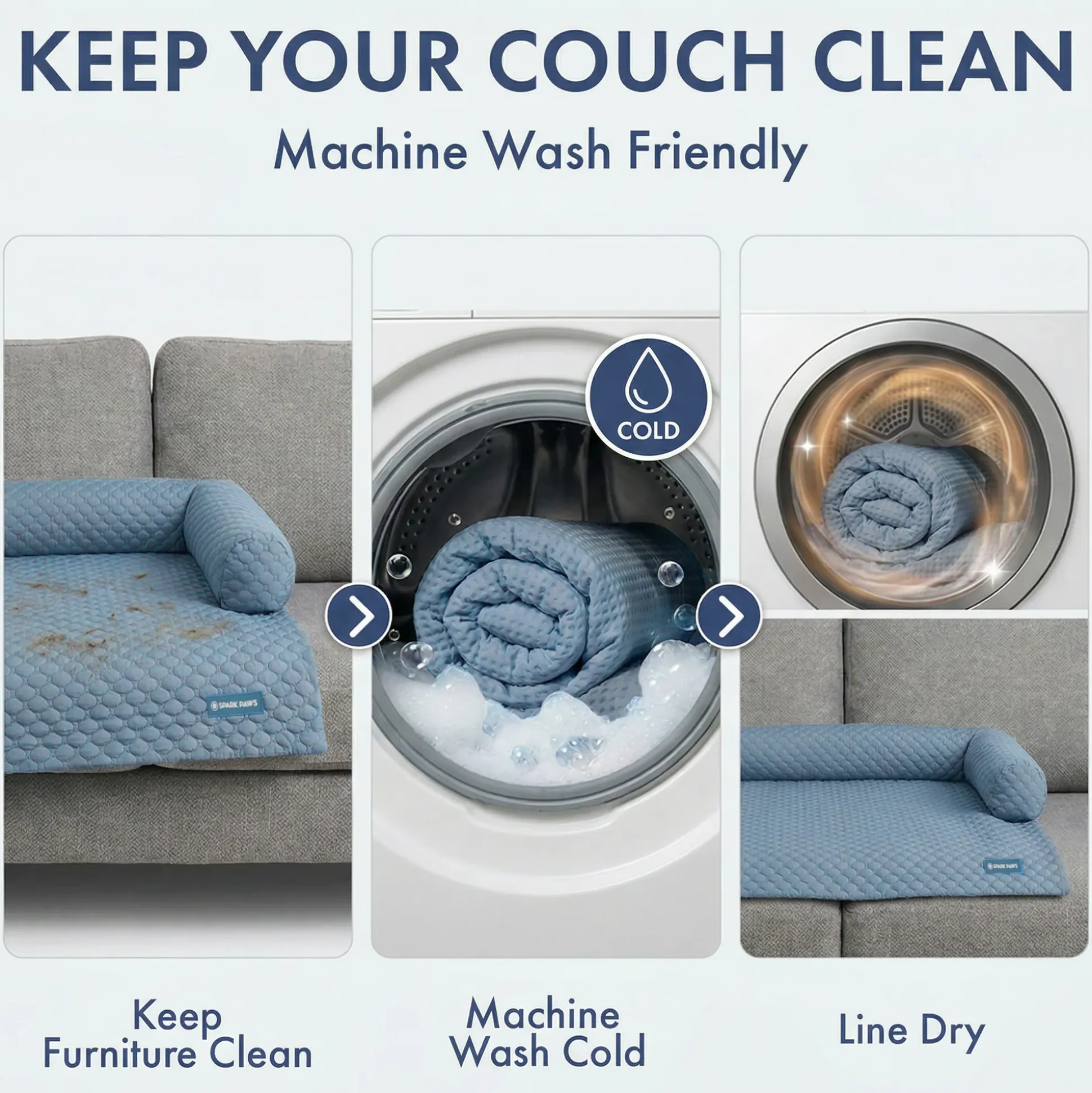 Frostcore™ Cooling Couch Cover Dog Bed - Ash Blue