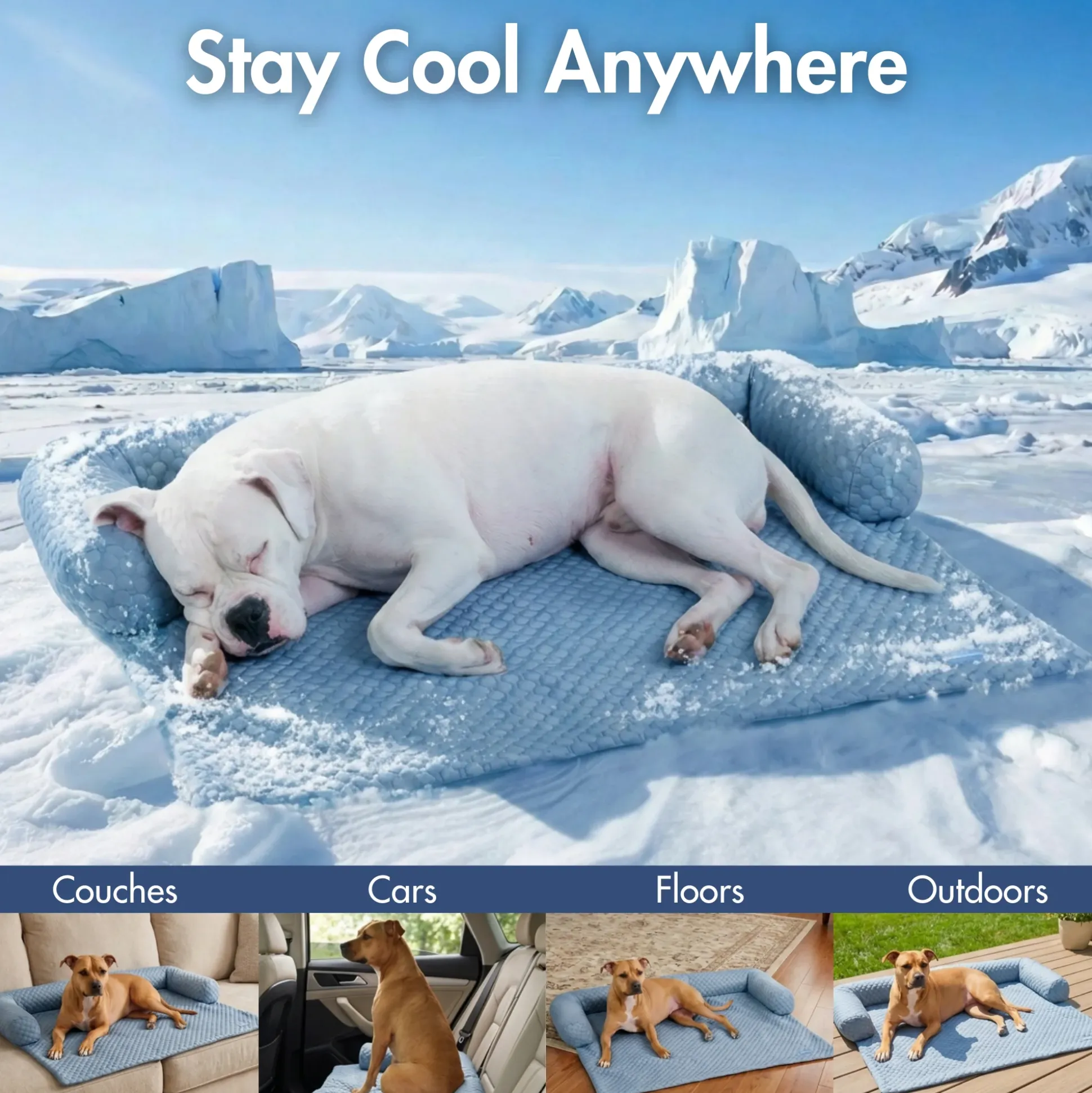Frostcore™ Cooling Couch Cover Dog Bed - Ash Blue