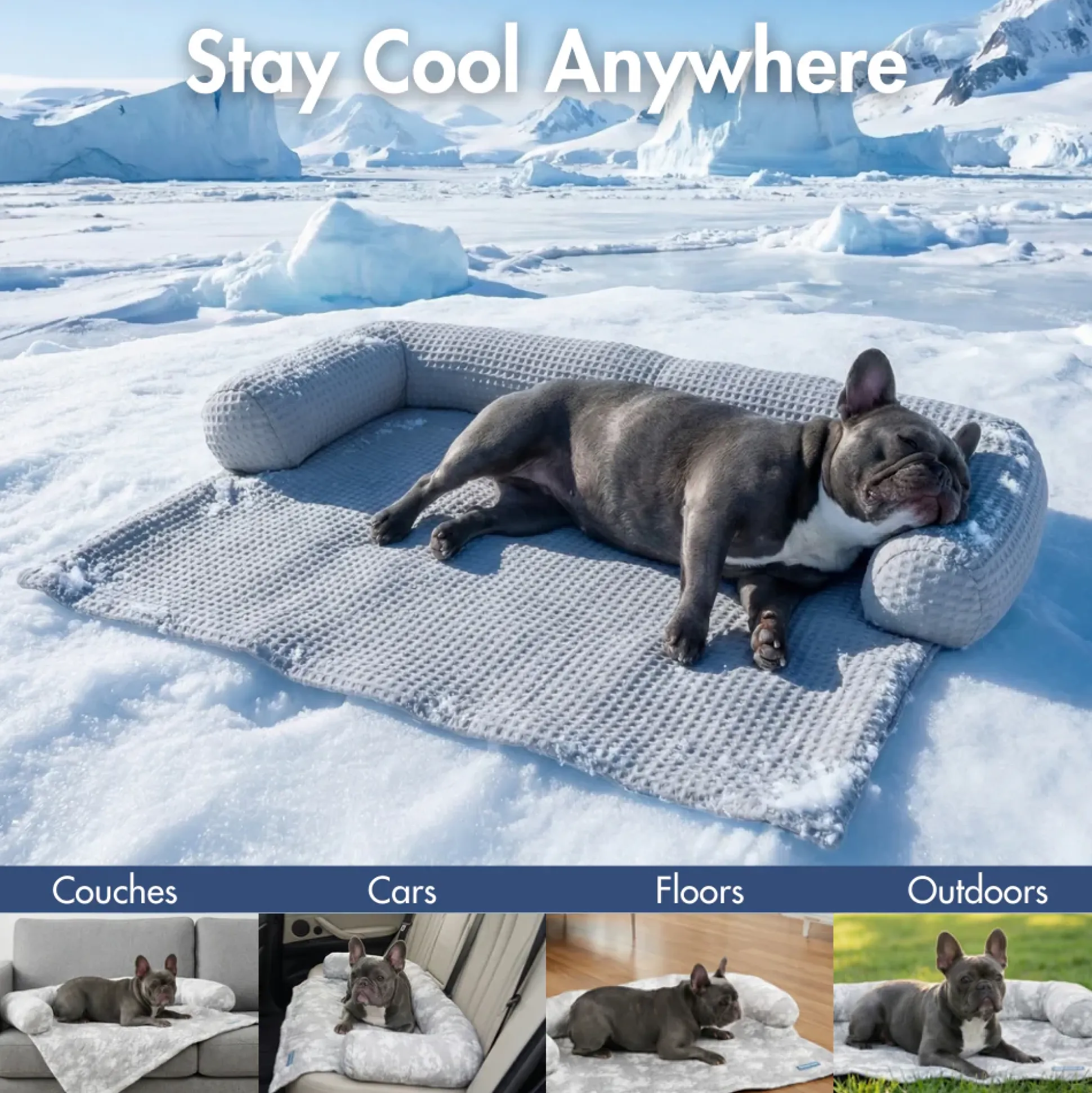 Frostcore™ Cooling Couch Cover Dog Bed - Waffle Grey