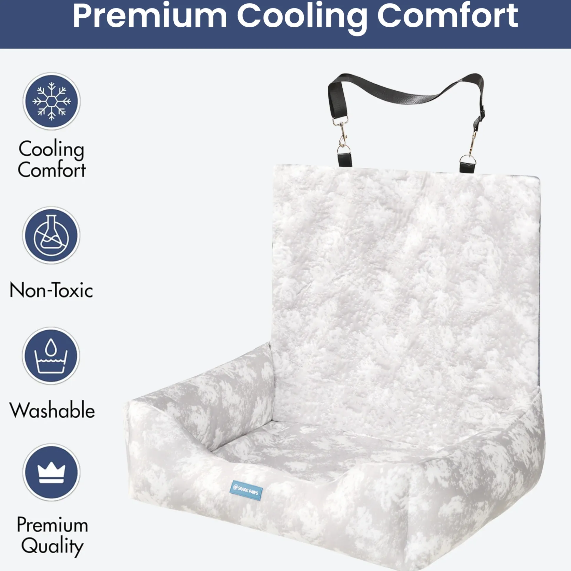 Frostcore™ Dog Cooling Car Seat Bed - Clouds Grey