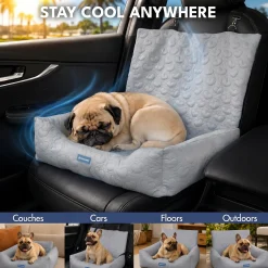 Frostcore™ Dog Cooling Car Seat Bed - Hearts Grey
