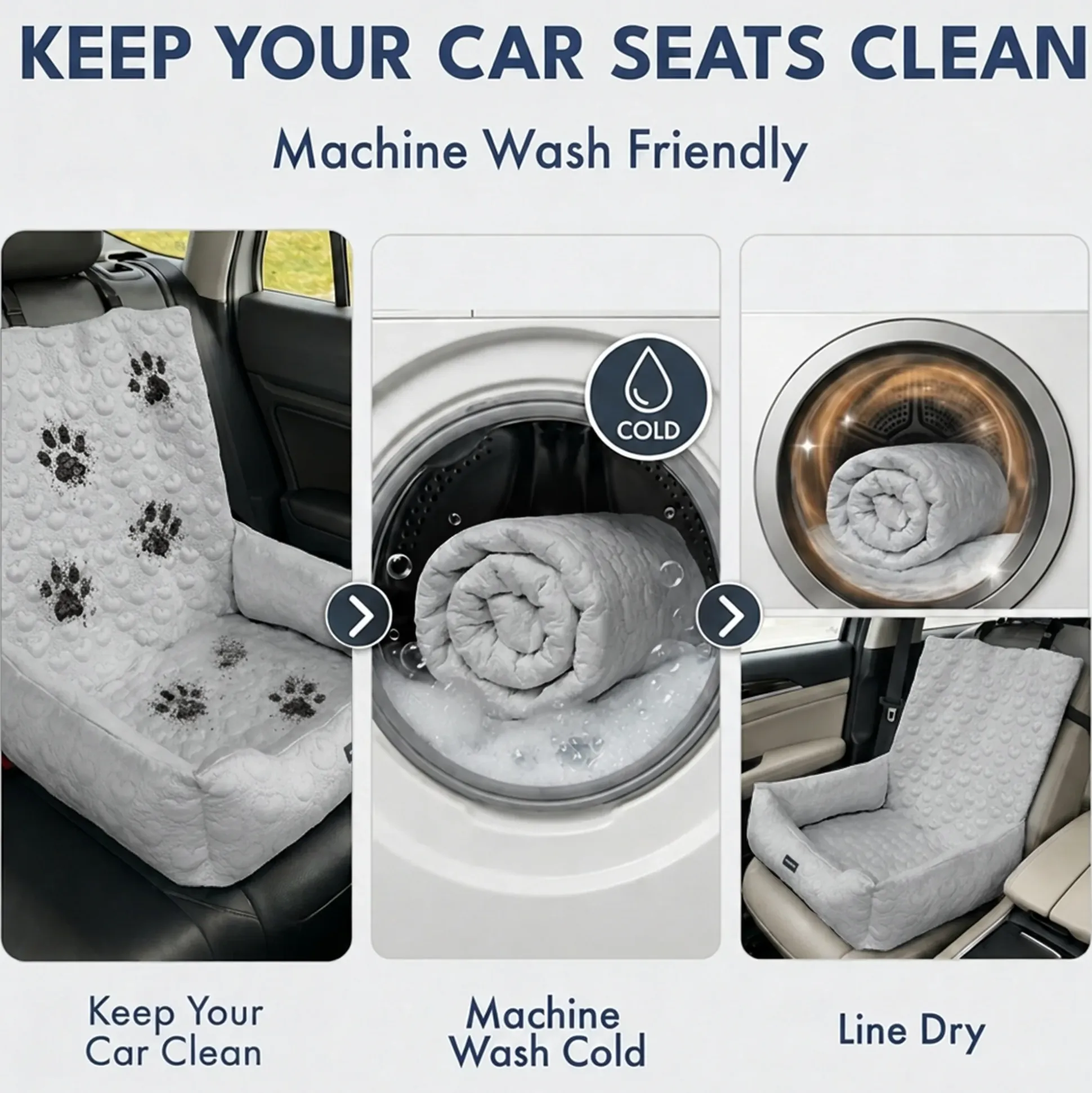 Frostcore™ Dog Cooling Car Seat Bed - Hearts Grey