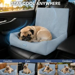 Frostcore™ Dog Cooling Car Seat Bed - Waffle Ash Blue