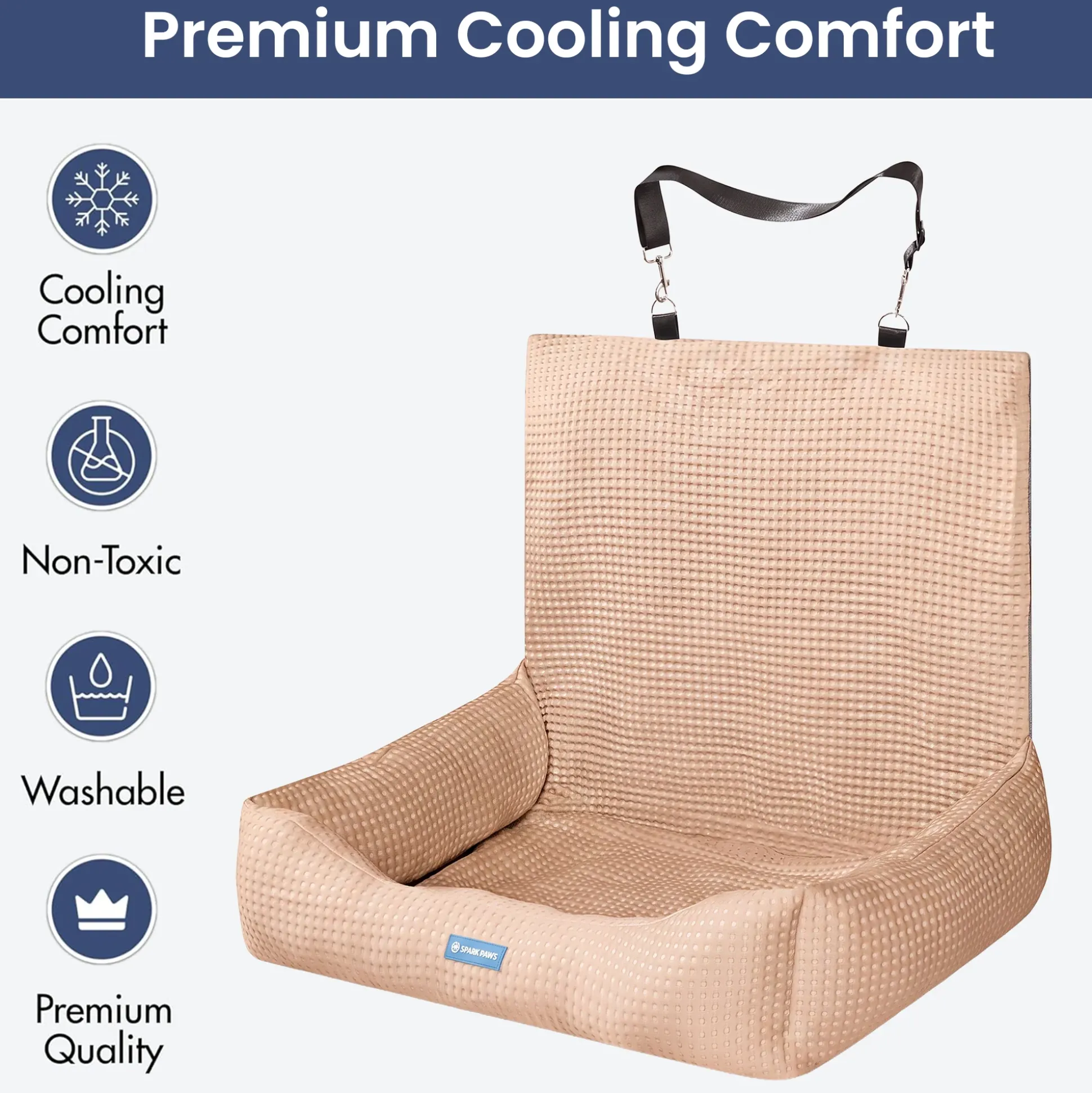 Frostcore™ Dog Cooling Car Seat Bed - Waffle Brown