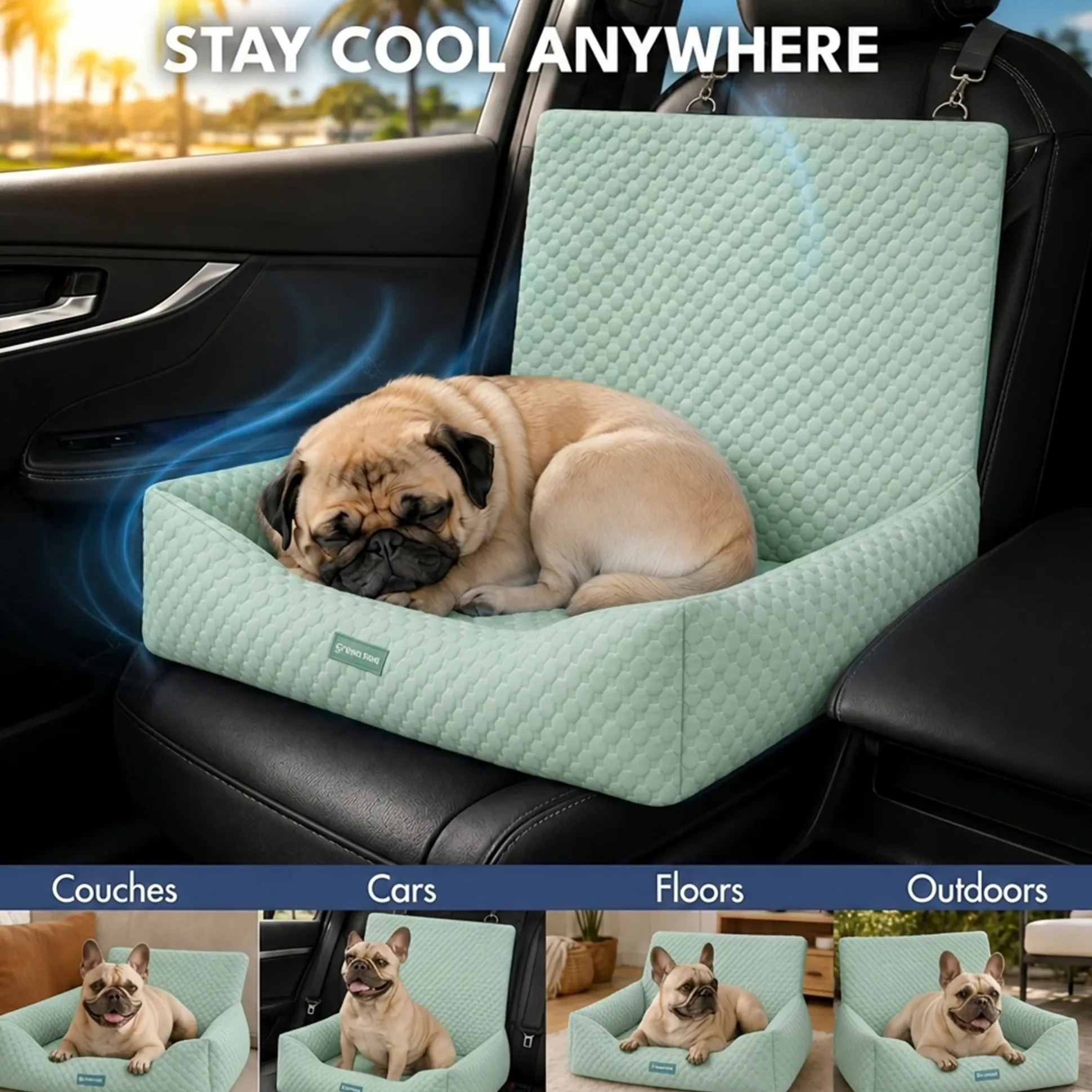 Frostcore™ Dog Cooling Car Seat Bed - Orb Green