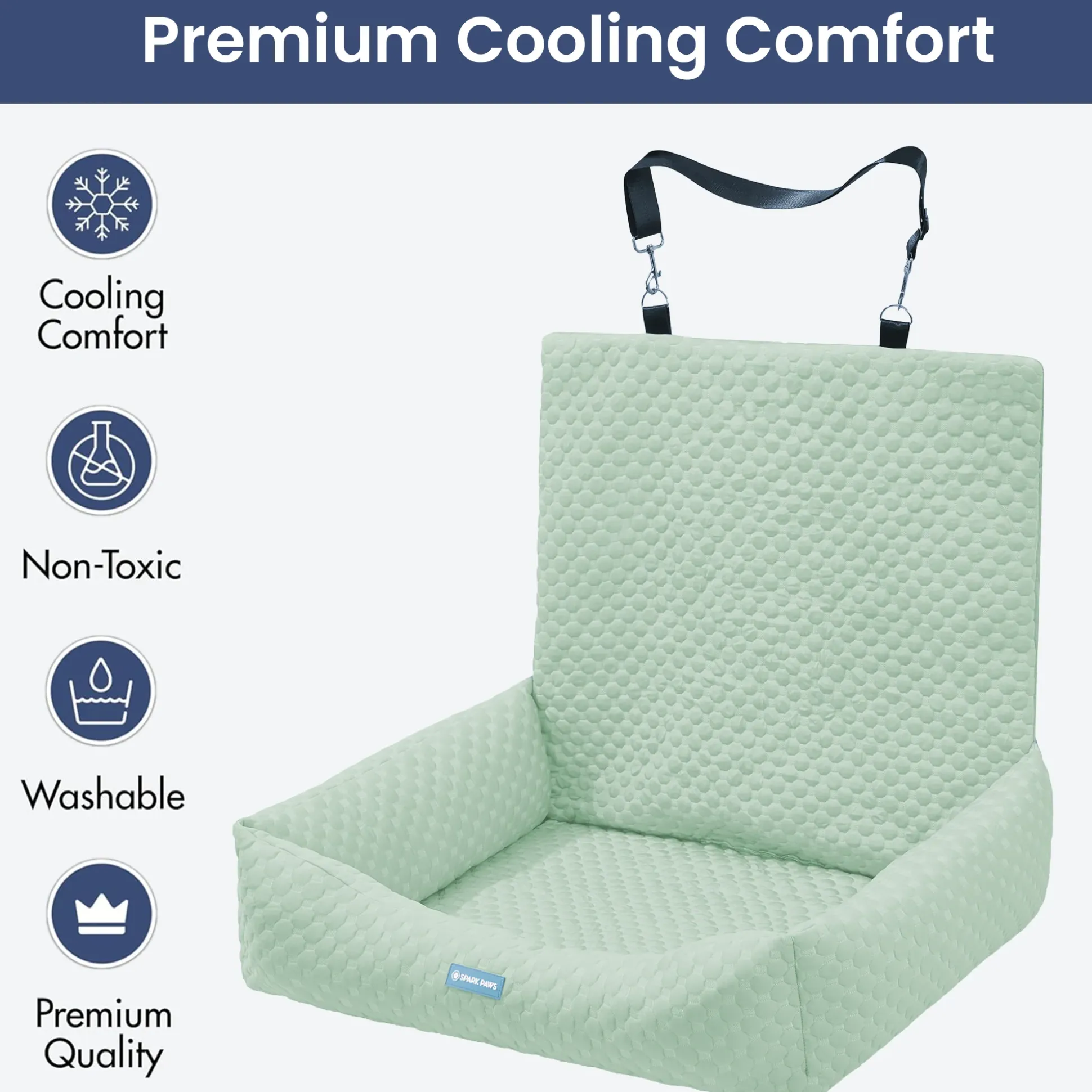 Frostcore™ Dog Cooling Car Seat Bed - Orb Green