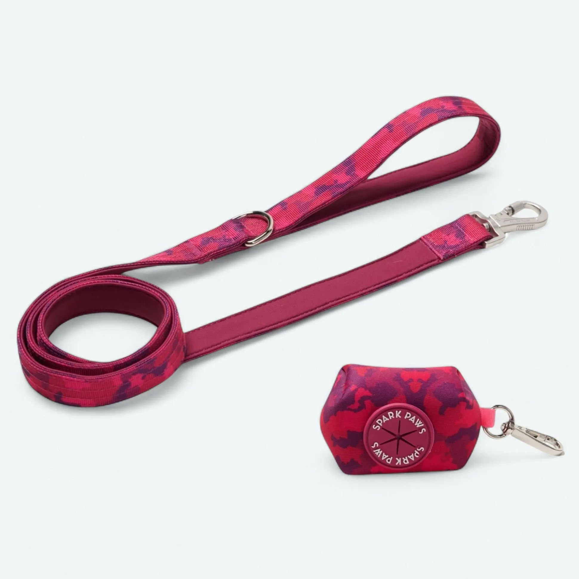 Leash and Poop Bag Holder Set - Fuchsia Camo