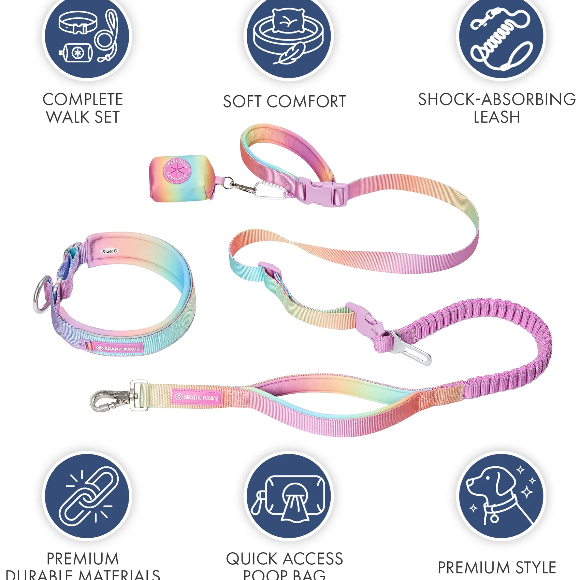 Martingale Collar and Multipurpose Leash Set - Pastel Icing