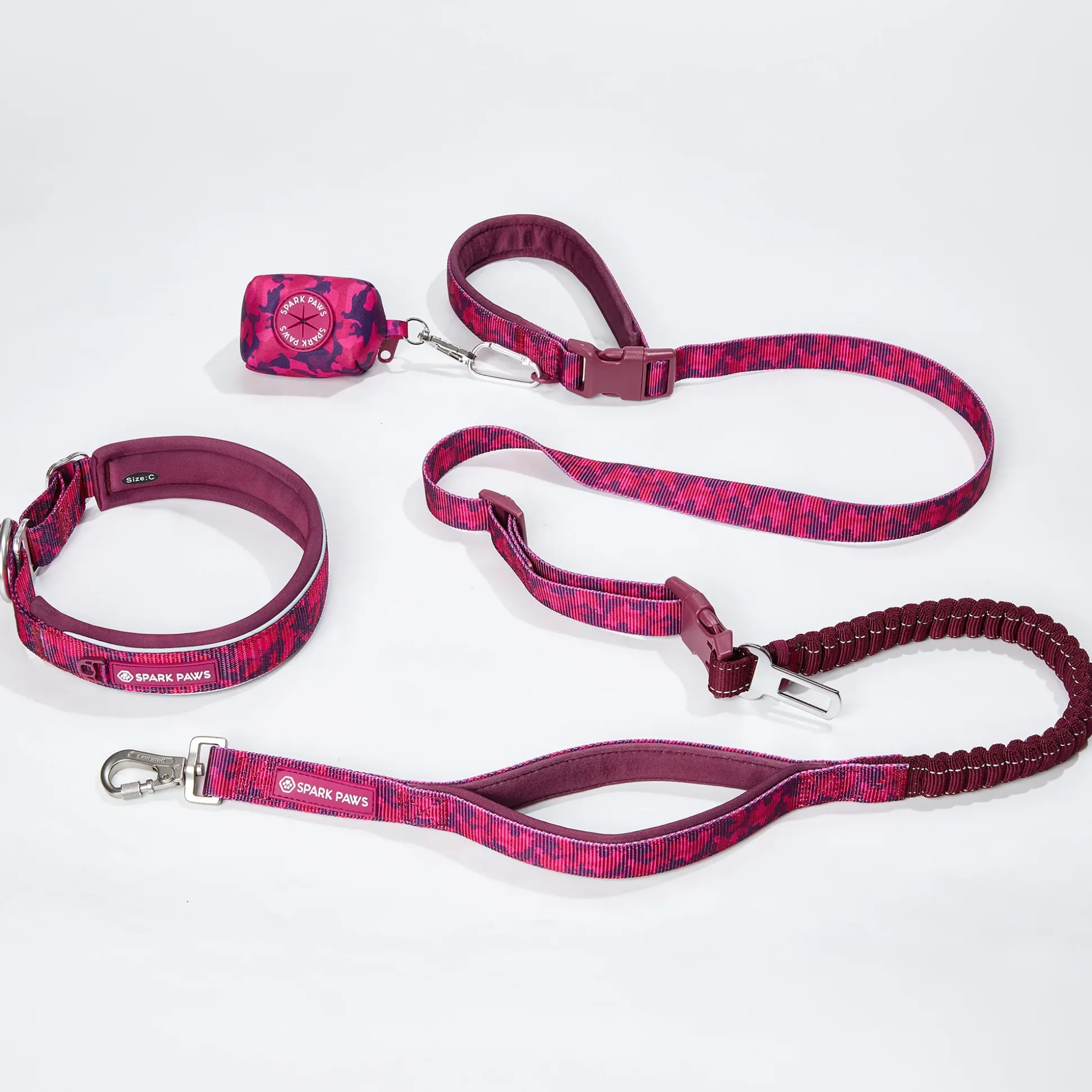 Martingale Collar and Multipurpose Leash Set - Fuchsia Camo