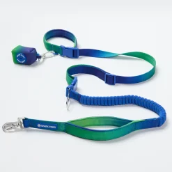 Multipurpose Seatbelt Handsfree Leash & Poop Bag Holder Set - Lime Wave