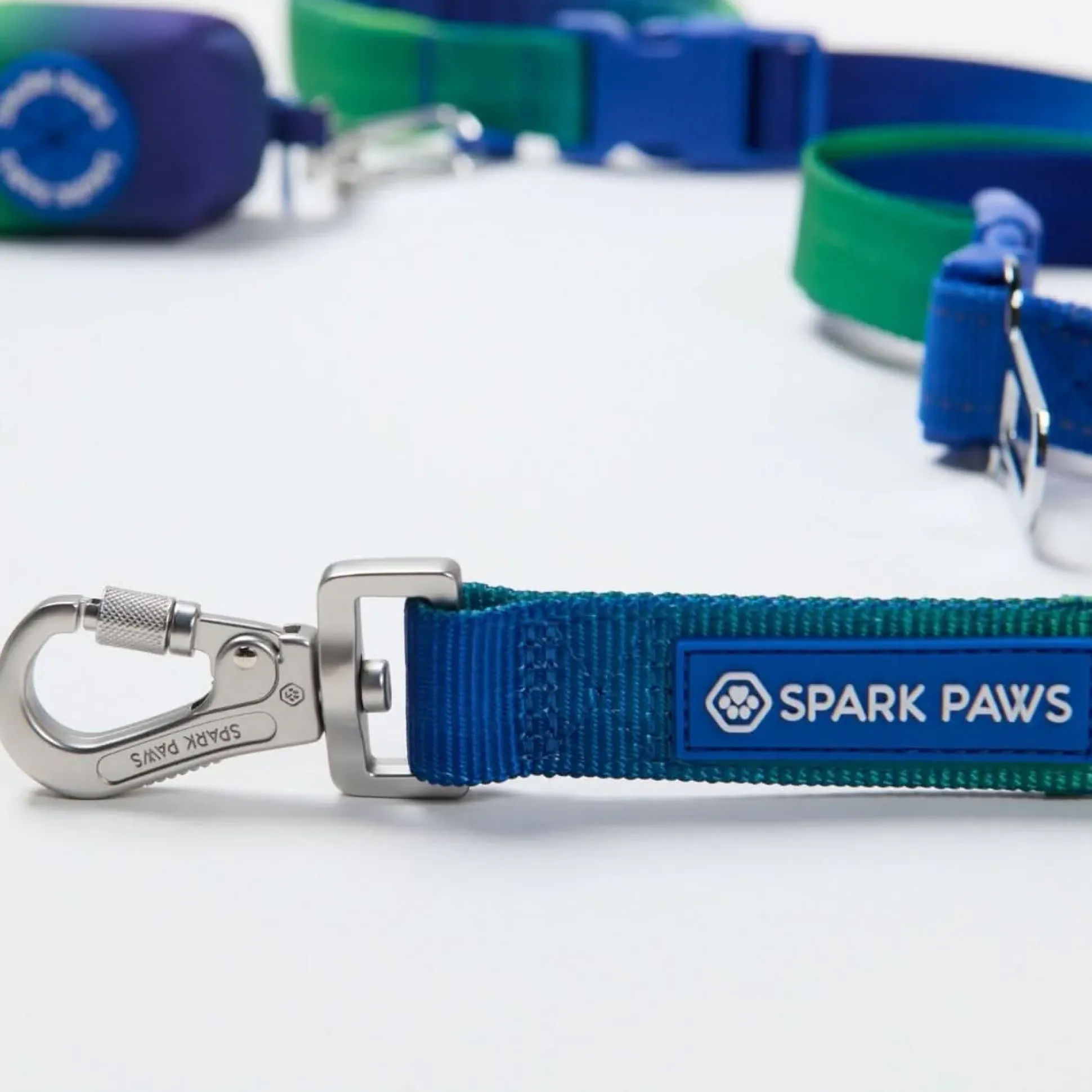 Multipurpose Seatbelt Handsfree Leash & Poop Bag Holder Set - Lime Wave