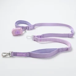 Multipurpose Seatbelt Handsfree Leash & Poop Bag Holder Set - Lilac