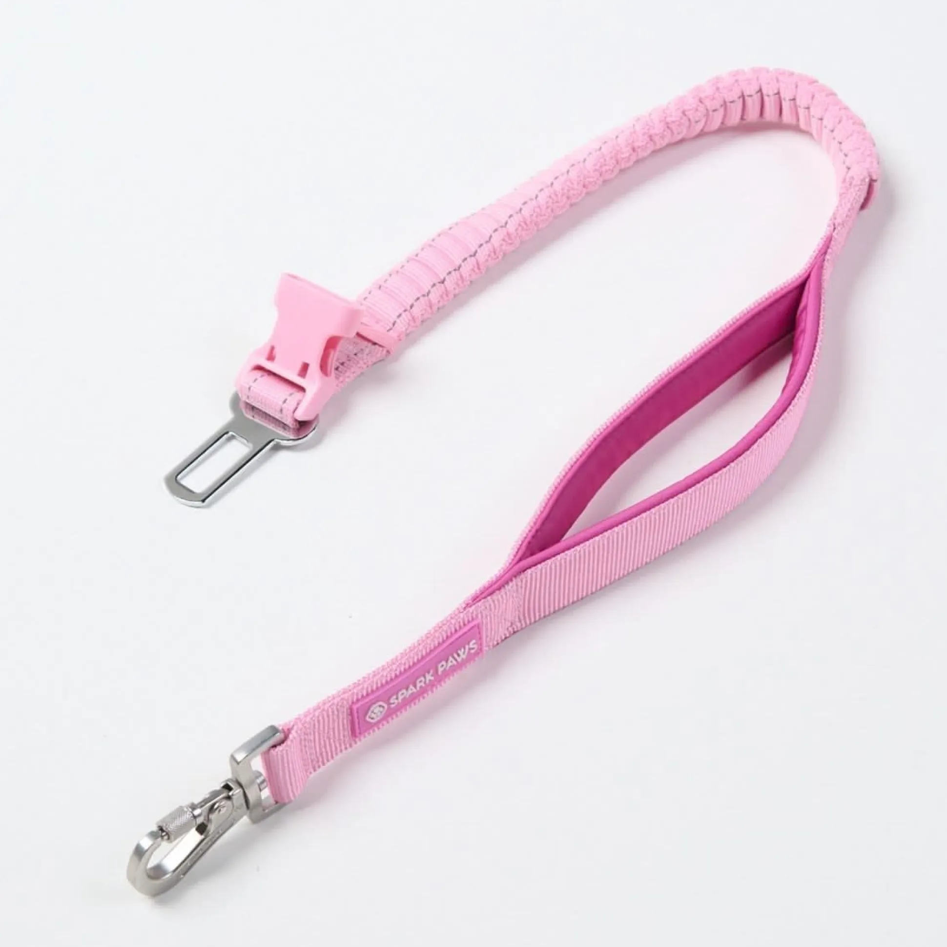 Multipurpose Seatbelt Handsfree Leash & Poop Bag Holder Set - Pink