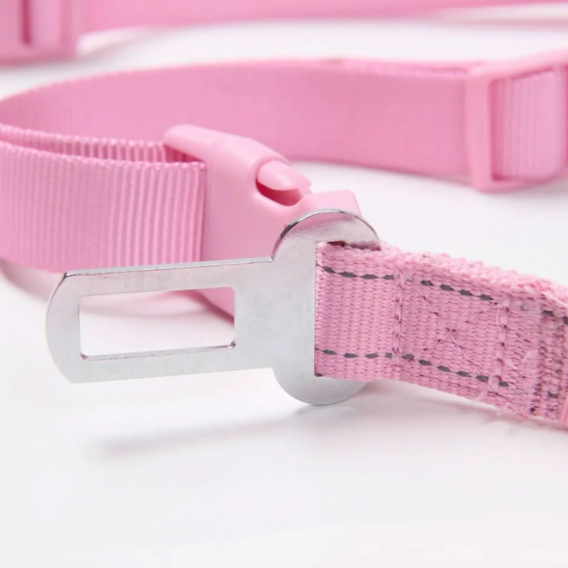 Multipurpose Seatbelt Handsfree Leash & Poop Bag Holder Set - Pink