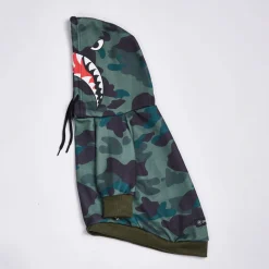 Shark Monster Dog Hoodie - Green Camo