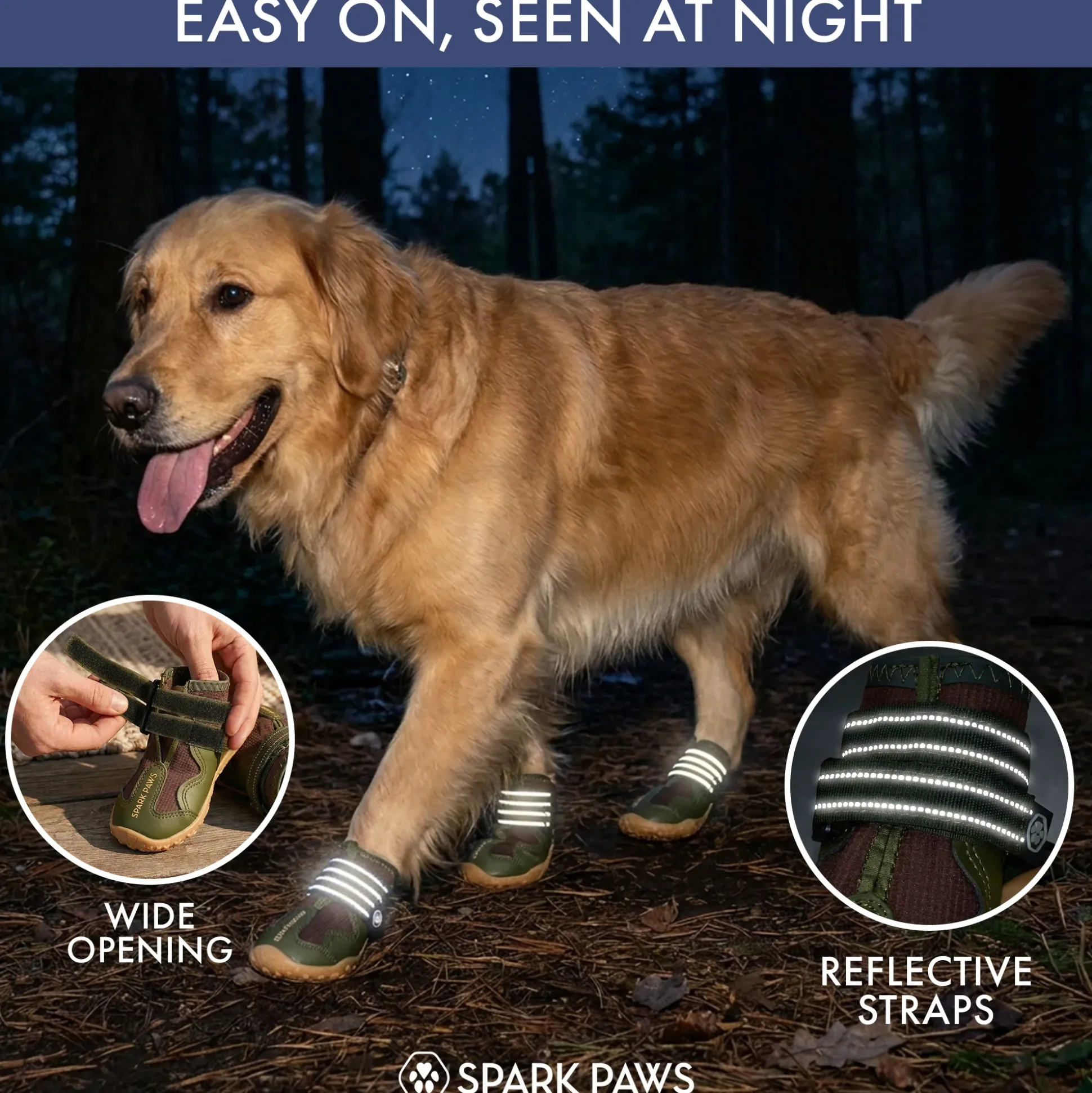 Spark Paws 365 - The All-Season Dog Shoes - Green Brown