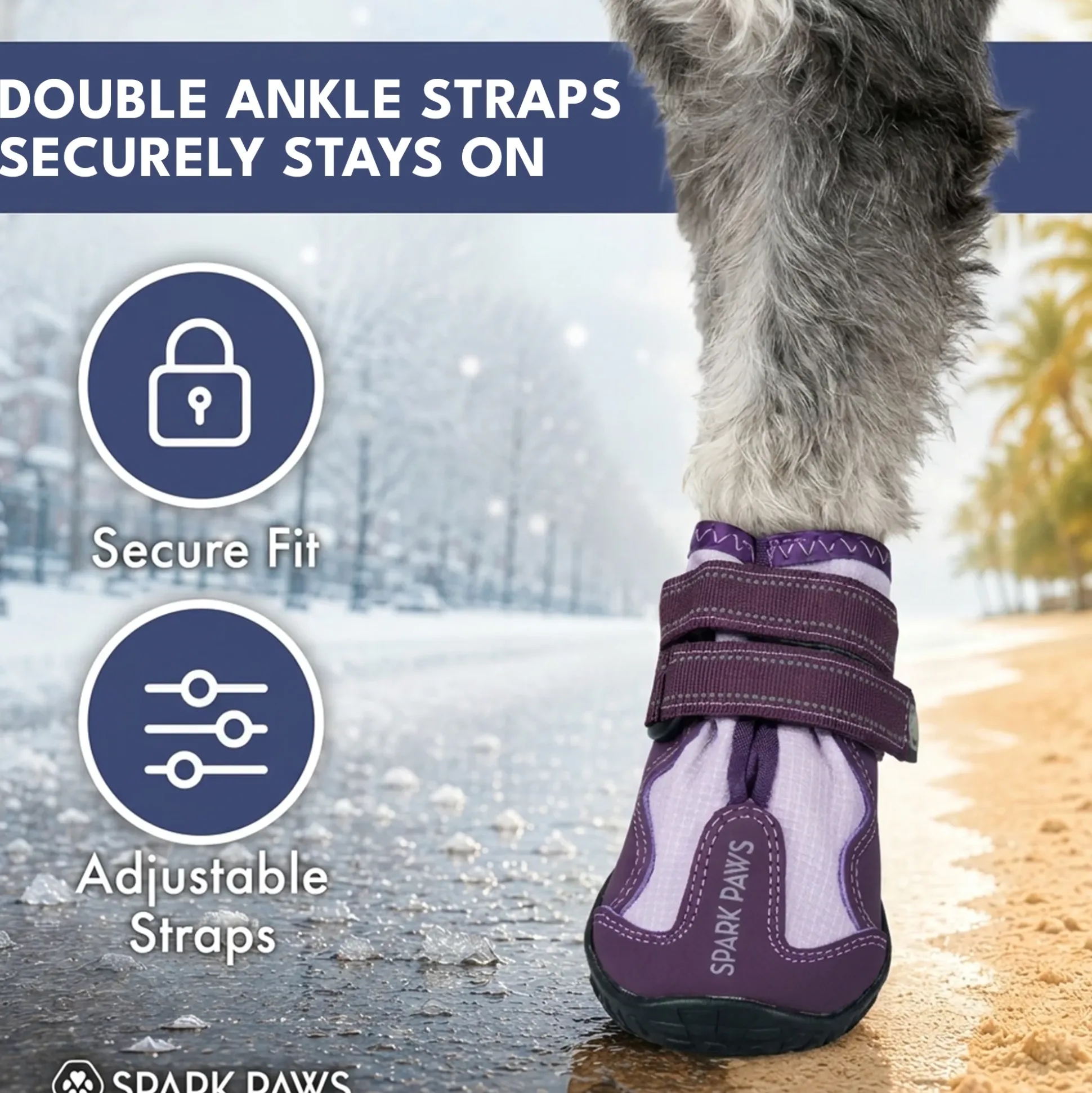 Spark Paws 365 - The All-Season Dog Shoes - Purple