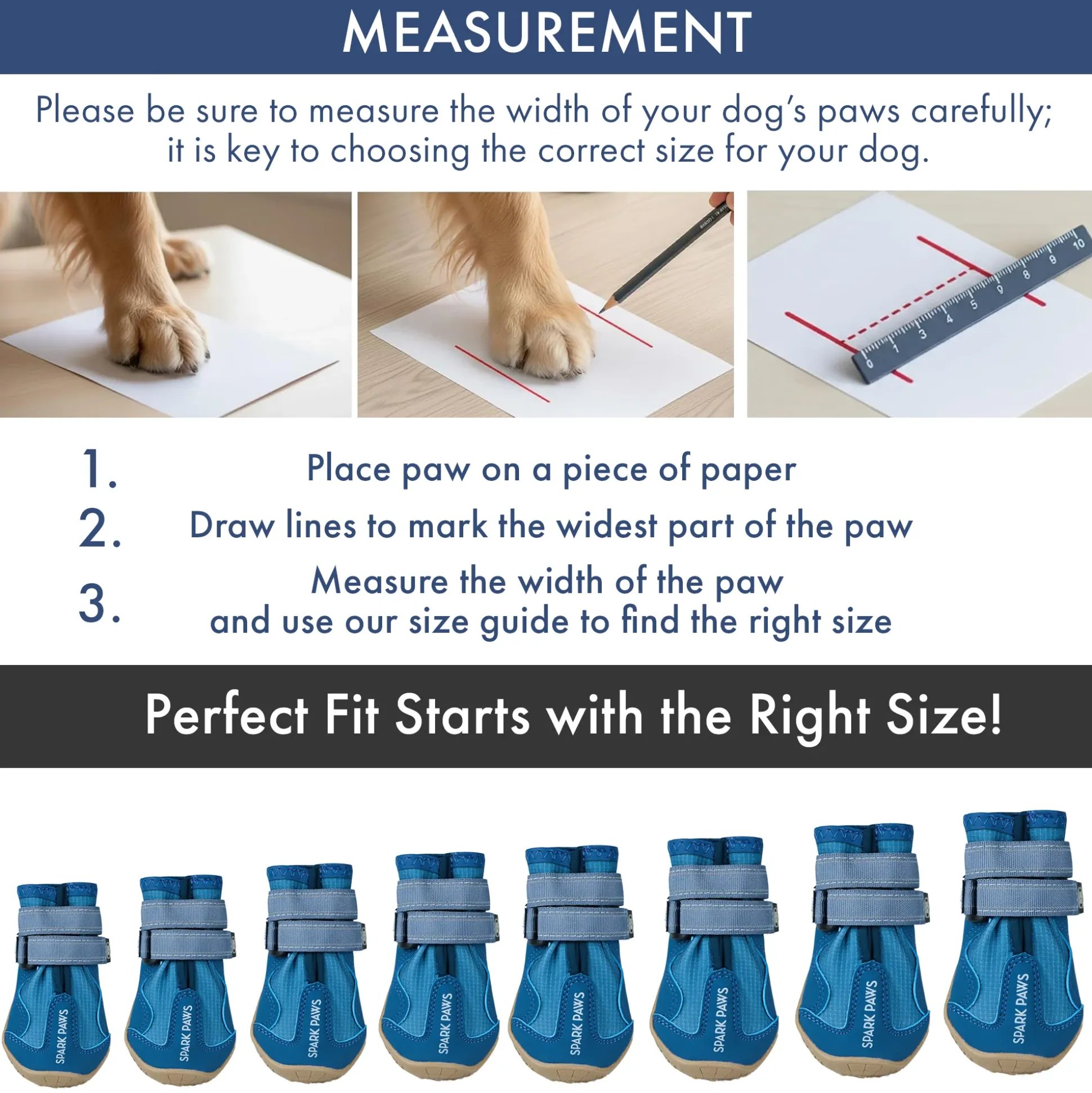 Spark Paws 365 - The All-Season Dog Shoes - Blue