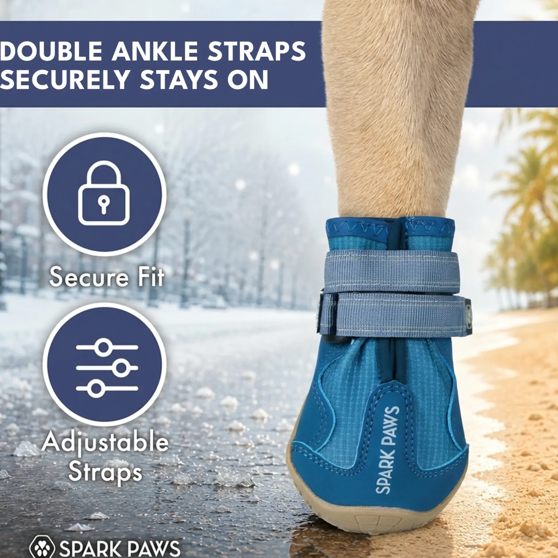 Spark Paws 365 - The All-Season Dog Shoes - Blue