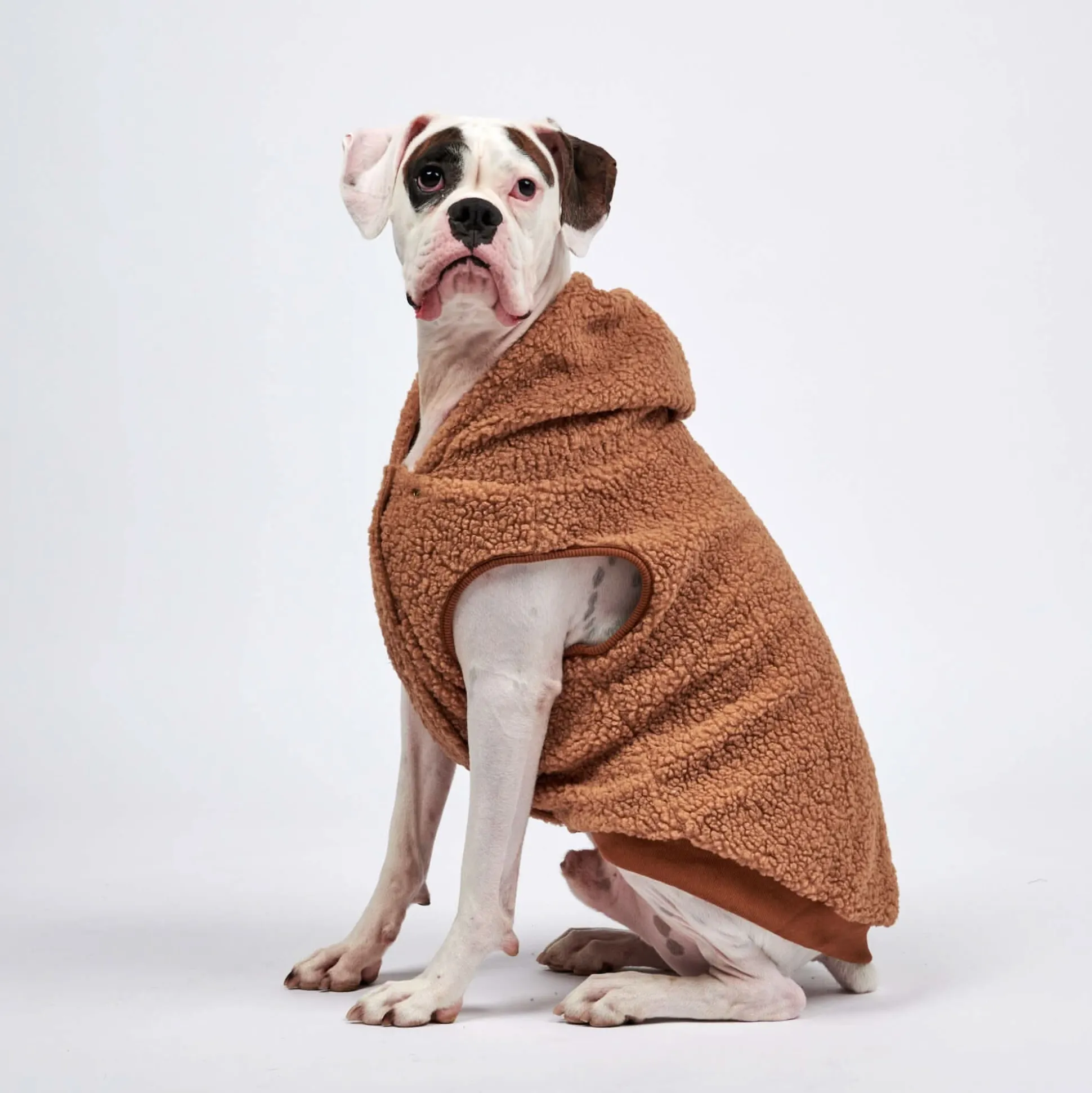 Teddy Sherpa Fleece Dog Jacket - Brown