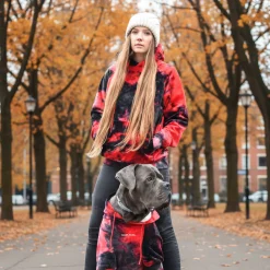 Velvet Dog Hoodie - Red & Black