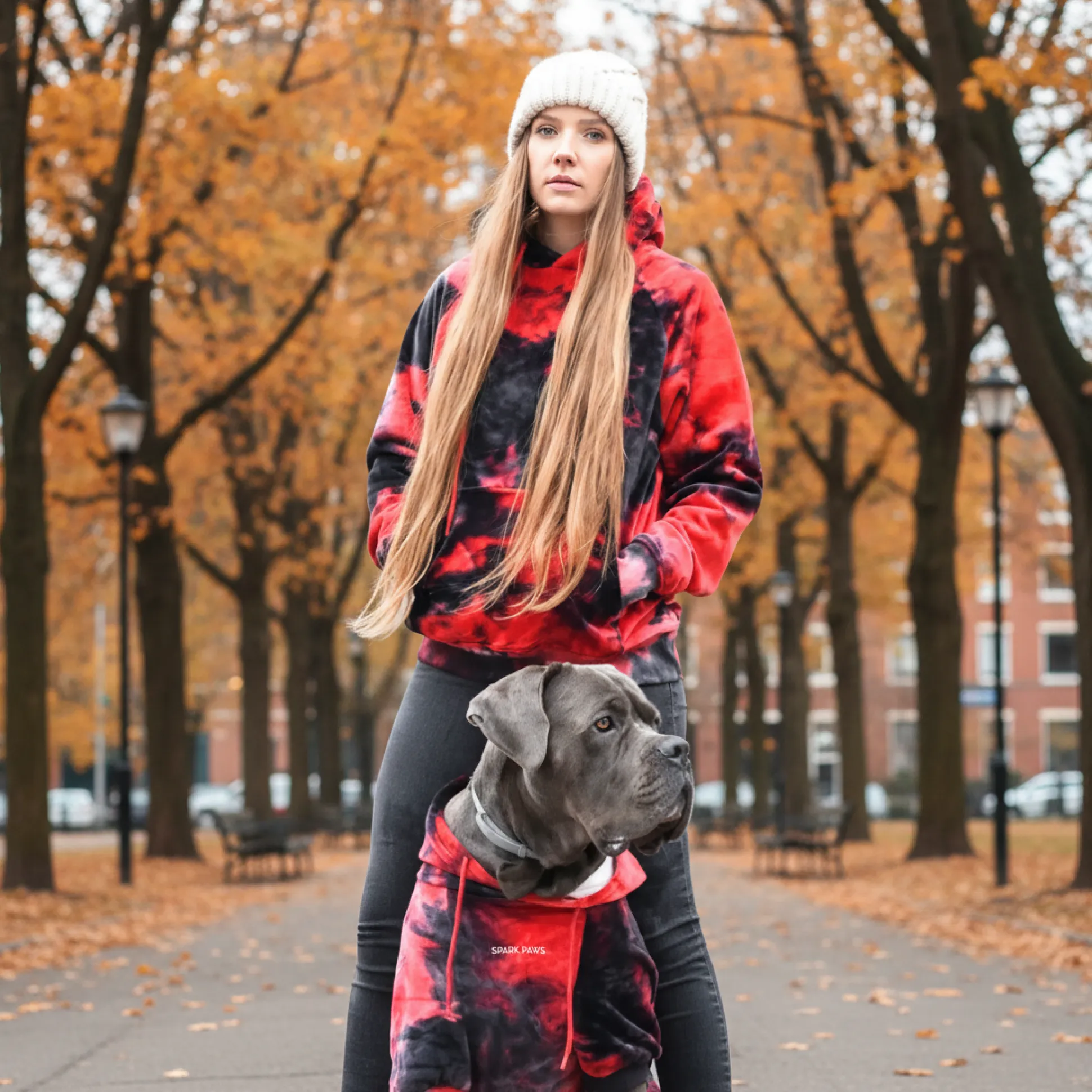 Velvet Dog Hoodie - Red & Black