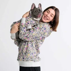 Vintage Flower Human Hoodie - Light Grey