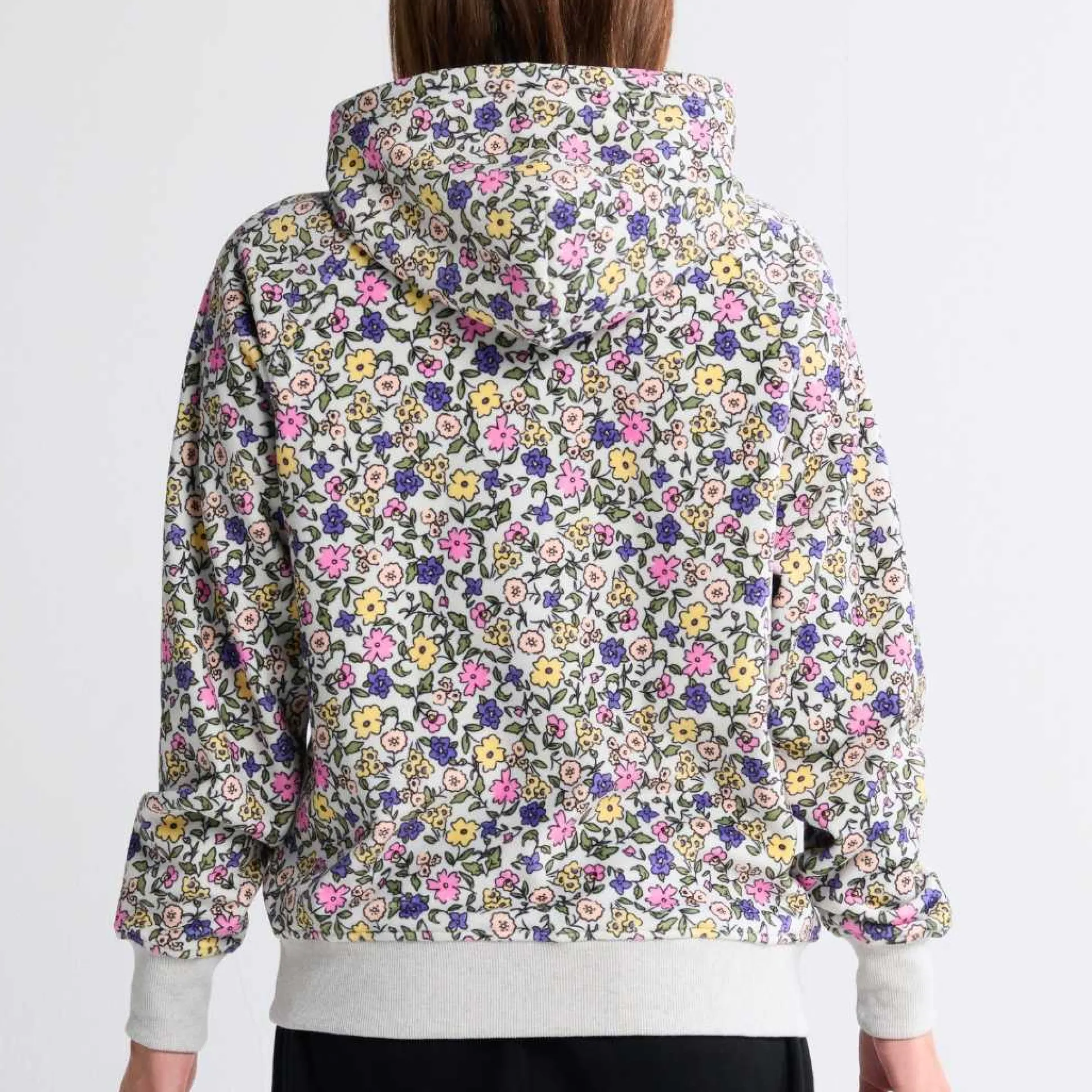 Vintage Flower Human Hoodie - Light Grey